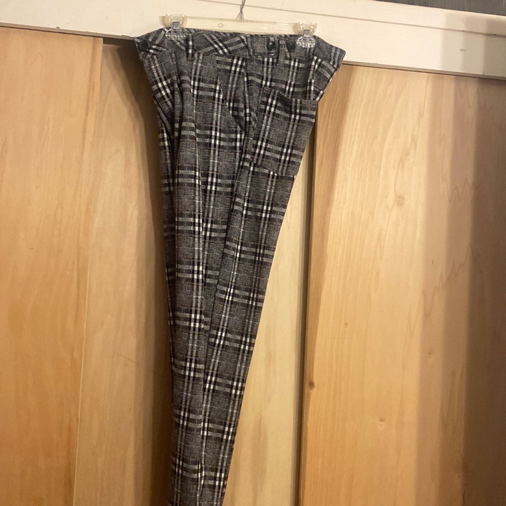 YOUNG LA grey plaid dress pants